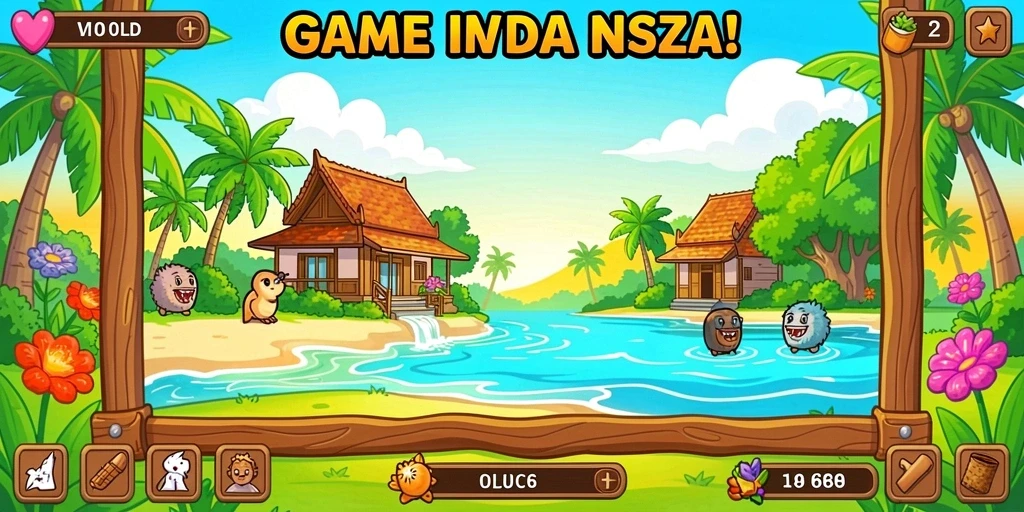 Screenshot menunjukkan karakter kucing yang lucu dalam aksi.
